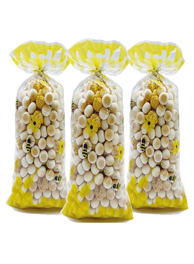 CSTYWC 50 Pieces Bee Party Treat Bags - Honey Cellophane Plastic Candy Goodie Favor Bags With 50 PCS Twist Ties for Birthday Party - Image 4